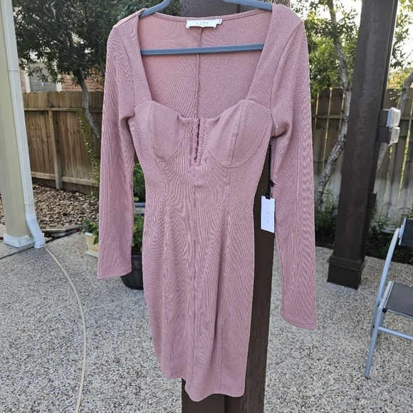 Nwt ASTR the label nude blush  Ribbed bra corset dress L - Picture 5 of 14